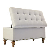 Ottoman storage bench, recessed support hinge top easy to open, rivet trim around, bedroom, W2941P242252