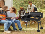 Barrel Charcoal Grill with Offset Smoker, All Metal Smoker with Side Table and Wheels for 04093405