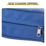 Rattan rocking chair with sparse backrest, grey rattan and blue cushion 89881291