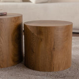 Nesting Coffee Table Set of 2 Round Wooden Coffee Tables Circle Modern Table for Small Space Living W3081P255152