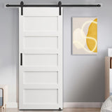 CRAZY ELF 28" x 84" Five Grid Real Primed Door Slab, DIY Panel Door, Modern Interior Barn Door, W936104292