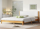 Queen Size, Solid Rubber Wooden Bed with Boucle Upholstered Headboard, Enhanced by Support W504P368764