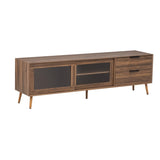 Modern TV Stand for 75" TV, TV Console with 2 Glass Doors, Entertainment Center with 2 Drawers & 53145432
