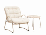 3-Piece Off-White Woven Rope Patio ,Lounge chair with ottoman and small table,Comfy Reading Chair W3990P462704