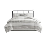 6 Piece Cotton Jacquard Oversized Comforter Set White/Grey King B035128775