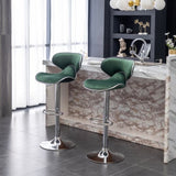 Masaccio Velvet Upholstered Adjustable Swivel Barstool, Set of 2, Green T2574P164845