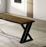 ZUN Industrial Style Dining Room 1pc Bench Only Black and Dark Oak Finish Wooden Seat X-Style Legs B011P208971