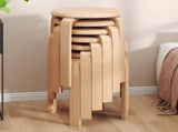 Stackable Bentwood Stool Set of 6, 18" Round Stacking Backless Nesting Stools, Anti-Slip Felt W3101P480684