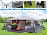10 Person Family Cabin Tent, 2 Room Huge Tent with Storage Pockets for Camping Accessories 85333487