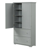 ZUN Wide Bathroom Storage Cabinet, Freestanding Storage Cabinet with Two Drawers and Adjustable Shelf, WF312729AAE