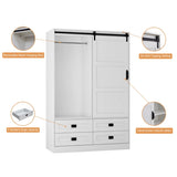 ZUN Tall Bedroom Armoire Wardrobe Closet Clothing Storage Cabinet with Hanging Rod Barn Door Drawers 48302439