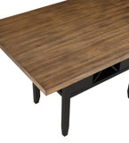 ZUN 1pc Farmhouse Counter Height Dining Rectangular Table w Storage Two Tone Black Brown Finish B011P208257