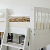 ZUN Loft bed with shelf with desk inclined ladder white twin wooden bed pine particle board N101 USA 82266150