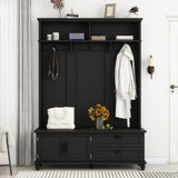 ON-TREND Modern Style Hall Tree with Storage Cabinet and 2 Large Drawers, Widen Mudroom Bench with 5 WF306450AAB