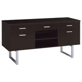 Cappuccino 5-drawer Credenza with Open Shelving B062P145476
