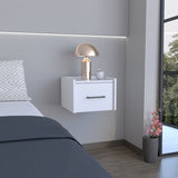 Floating Nightstand, Space-Saving Design with Handy Drawer and Surface, White B097P163089