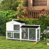 ZUN 62" Rabbit Hutch, Wooden Bunny Hutch, Guinea Pig Cage, Small Animal Enclosure with Run Area, 32469673