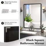 ZUN 36x30inch Glossy Black Bathrooms For Wall Rectangle Vanity Corner Hangs Farmhouse W2091P214073