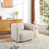 Accent Square Sofa Chair, Boucle Fabric Upholstered Single Cloud Couch Chair, Japandi Style Armchair W2664P263292