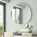 Beaded Round Wall Mirror 36"D B03599373