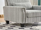 Modern Accent Chair with Arms,Comfy Upholstered for Living Room,Grey and White Striped W3373P363920