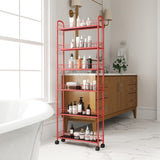 Red 6-Tier Rolling Cart Gap Kitchen Slim Slide Out Storage Tower Rack with Wheels,6 64616735