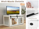 31.5" Dog Crate Furniture with Sliding Barn Door, Wooden Dog Kennel End Table for Indoor Use - White 04359985