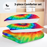Tie Dye Comforter Set Queen Size Rainbow Bedding Girls 3 Piece Boho Colorful Fluffy Quilt Set 70714231