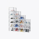 18-Piece Medium White Plastic Mesh Shoe Box Set - 35.00*25.00*19.00cm, Modular Design for Home 07293969