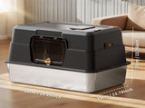 black stainless steel fully enclosed cat litter box, durable enclosed cat litter box, high side to 68145007