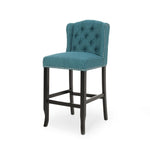 ZUN Vienna Contemporary Fabric Tufted Wingback 31 Inch Counter Stools, Set of 2, Teal and Dark Brown 64856.00T