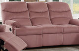Luxurious Velvet Blush Pink Color 3-Seater Manual Recliner Sofa Couch Manual Motion Plush Armrest B011P163888
