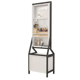 ZUN 360&deg; Swivel Jewelry Armoire & Makeup Mirror Cabinet With 2 Bottom Drawer, Rotates Freely, Spacious W760P152287