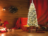 7.5ft Snow Flocked Pencil Christmas Tree - 641 Branch Tips, 350 Warm LED Lights, PVCMetal 44605687