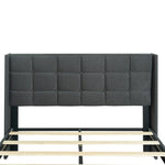 ZUN Queen Size Upholstered Platform Bed Frame with Modern Button Tufted Linen Fabric Headboard, No Box W311P195302