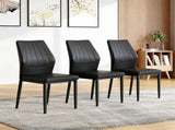Set of 3 Black Dining Chairs, 37 inches High Ergonomic PU Backrest, Combines Comfort and W1151P442911