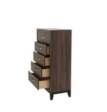 Bedroom Furniture Rustic Grey Oak Simple 1pc Tall Chest 5-Drawers Storage Solidwood Chest B011P250826