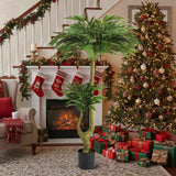 5FT Tall Artificial Plant Fake Potted Willow Tree Faux Green Silk Black Potted Plant for Indoor Home 04716653