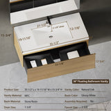 36'' Floating Bathroom Vanity Sink Combo, Modern Wall-Mounted Striped Bathroom Storage Cabinet W1573P265197