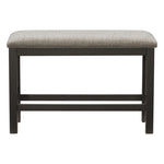 ZUN Casual Dining Counter Height Bench 1pc Gunmetal Gray-Finished Wood Gray Fabric-Covered Padded Seat B01146346