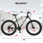 ZUN S26109 Elecony 26 Inch Fat Tire Bike Adult/Youth Full Shimano 21 Speed Mountain Bike, Dual Disc W709P156170