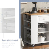 Kitchen Island with Power Outlet,Kitchen Storage Island with Drop Leaf Rubber Wood,Open Storage WF305556AAW