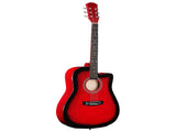 Turn red 41-inch Dreadnought barrel-shaped cutaway acoustic guitar with pick, strings, capo, gig 66684470