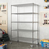 72" H Large Storage Shelves with Wheels, Shelving with Chrome, Adjustable 5 Tier Sturdy T2398P286350