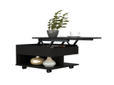 Babel Lift Top Coffee Table 15.3" H, Casters, One Shelf, Black, Living Room B097P407605