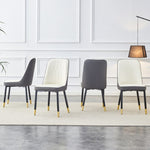 ZUN A modern dining chair with a white dark gray dual tone PU leather backrest and black metal legs, W1151138287