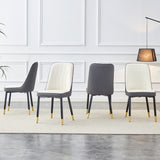 ZUN A modern dining chair with a white dark gray dual tone PU leather backrest and black metal legs, W1151138287