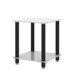 ZUN 1-Piece White+Black Side Table , 2-Tier Space End Table ,Modern Night Stand, Sofa table, Side Table 12590532