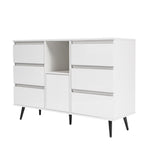 ZUN Living Room Sideboard Storage Cabinet White High Gloss with LED Light, Modern Kitchen Unit Cupboard 47042774