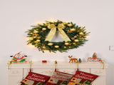 24in Pre-lit Battery Powered Christmas Wreath with Remote, Lighted Artificial Xmas Wreath with 50 01478929